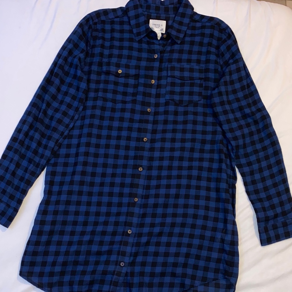 Navy blue plaid pattern dress